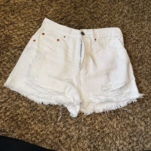 Luxe White Distressed Jean Shorts